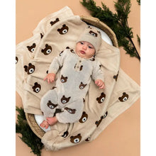 Load image into Gallery viewer, Brown Bear - Organic Cotton Jacquard Knit Baby Blanket