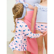 Load image into Gallery viewer, Baby Girls Pink Whale Friends Scalloped Long Sleeve Rash Guard 2-Piece