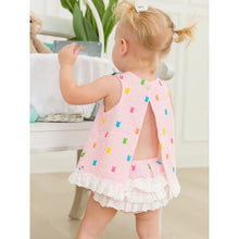 Load image into Gallery viewer, Baby Girls Pink Bunny Stripe Cotton Gauze Swing Top and Bloomer Set