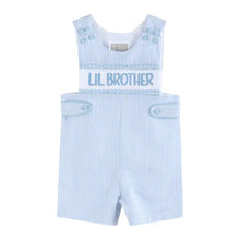 Load image into Gallery viewer, Light Blue Seersucker Lil Brother Smocked Jon Jons