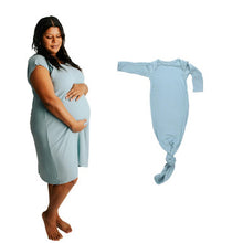 Load image into Gallery viewer, Three little tots blue bird maternity/labor gown - blue