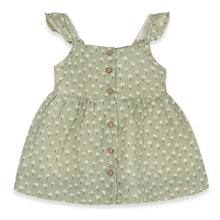 Load image into Gallery viewer, Sage Floral Baby Dress + Bloomer (Organic Muslin)
