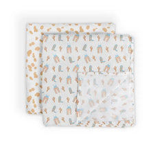 Load image into Gallery viewer, Swaddle Blanket Set Howdy Partner Blue