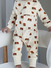 Load image into Gallery viewer, Organic Footless 2-Way Zipper Romper in Brown Bear