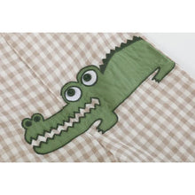 Load image into Gallery viewer, Brown Gingham Alligator Shortalls