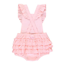 Load image into Gallery viewer, Baby Girls Pink Vintage Dot Flutter Pinafore Overall Romper