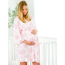 Load image into Gallery viewer, Women's Pink Butterfly Garden Toile Bamboo Viscose Mommy & Me Maternity Robe