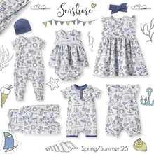 Load image into Gallery viewer, Seashore Baby Zipper Romper – Bamboo with Convertible Cuffs