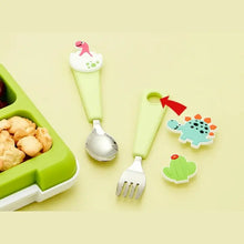 Load image into Gallery viewer, FlexWarez Toddler and Kids Stainless Spoon & Fork Set (green)