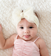 Load image into Gallery viewer, Baby Bling® Tulle FAB® Soft Nylon Headband With Tulle Bow (Princess Ivory)