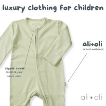Load image into Gallery viewer, Baby Footie 2-Way Zipper – Organic Cotton Lounge Wear (Sage)