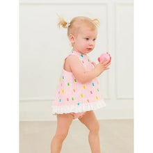 Load image into Gallery viewer, Baby Girls Pink Bunny Stripe Cotton Gauze Swing Top and Bloomer Set