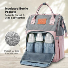 Load image into Gallery viewer, Original Diaper Backpack with Changing Pad- Pink Gray