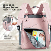 Load image into Gallery viewer, Original Diaper Backpack with Changing Pad- Pink Gray