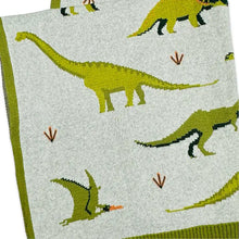 Load image into Gallery viewer, Green Dinosaur - OrganicJacquard Sweater Knit Baby Blanket