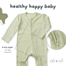 Load image into Gallery viewer, Baby Footie 2-Way Zipper – Organic Cotton Lounge Wear (Sage)