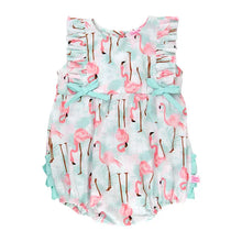 Load image into Gallery viewer, Baby Girls Vibrant Flamingo Classic Ruffle Bubble Romper