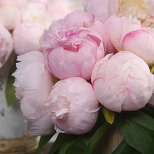 Load image into Gallery viewer, 10''T Silk Peony Floral Bouquet, Blooming/Bud Peonies, Pink