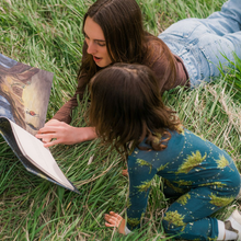 Load image into Gallery viewer, Milkbarn bamboo ruffle footed romper firefly