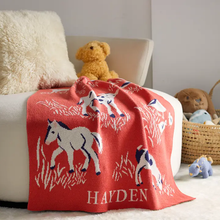 Load image into Gallery viewer, Baby Farm Personalized Blanket (Lipstick/White/Light Pink/Indigo)