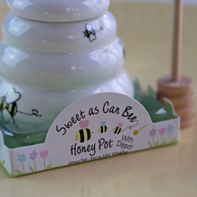 Load image into Gallery viewer, Sweet As Can Bee Ceramic Honey Pot with Wooden Dipper