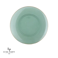 Load image into Gallery viewer, Round Green • Gold Plastic Plates | 10 Pack