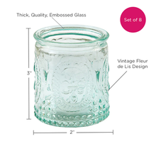 Load image into Gallery viewer, Vintage Blue Glass Tea Light Holder (Set of 8)