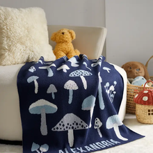 Load image into Gallery viewer, Baby Forager Personalized Blanket (Navy Blue/White/Light Blue/Alum