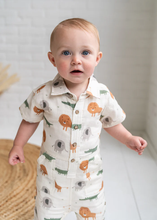 Load image into Gallery viewer, Savannah Collar & Button Baby Playsuit Romper (Organic Muslin)