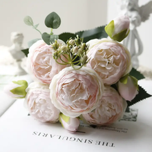 Load image into Gallery viewer, 12'' Silk Peony Flower Bunch, Spring Wedding/Home Decors
