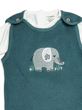 Load image into Gallery viewer, Elephant Embroidered Chunky Knit Baby Overall Set (Organic)