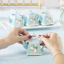 Load image into Gallery viewer, Tea Time Whimsy Teapot Favor Box - Blue (Set of 24)
