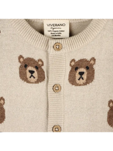 Load image into Gallery viewer, Brown Bear Jacquard Baby Cardigan Sweater (Organic Cotton)