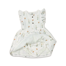 Load image into Gallery viewer, Bunny Ruffle & Button Flare Baby Dress+Bloomer (Organic Muslin)