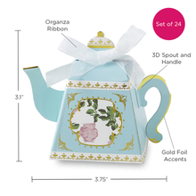 Load image into Gallery viewer, Tea Time Whimsy Teapot Favor Box - Blue (Set of 24)