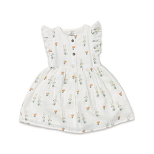 Load image into Gallery viewer, Bunny Ruffle & Button Flare Baby Dress+Bloomer (Organic Muslin)