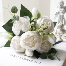 Load image into Gallery viewer, 12'' Silk Peony Flower Bunch, Spring Wedding/Home Decors