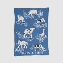Load image into Gallery viewer, Baby Farm Personalized Blanket (Mid Blue/White/Light Pink/Navy Blue)