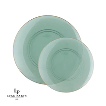 Load image into Gallery viewer, Round Green • Gold Plastic Plates | 10 Pack