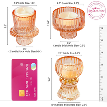 Load image into Gallery viewer, Vintage Ribbed Glass Rose Gold Candle/Candlestick Holders Set of 6 - Assorted