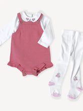 Load image into Gallery viewer, Rose Heather Knit Baby Romper+Bodysuit+Tights (3 Piece Set)