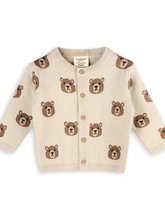 Load image into Gallery viewer, Brown Bear Jacquard Baby Cardigan Sweater (Organic Cotton)