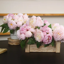 Load image into Gallery viewer, 10''T Silk Peony Floral Bouquet, Blooming/Bud Peonies, Pink