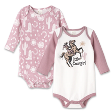 Load image into Gallery viewer, Wild West/Pink Little Cowgirl Set Of Bodysuits