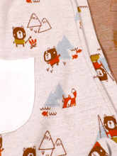 Load image into Gallery viewer, Camping Bear & Fox Jacquard Zipper Hoodie Romper (Organic)