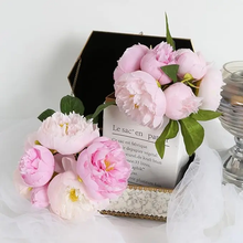Load image into Gallery viewer, 10''T Silk Peony Floral Bouquet, Blooming/Bud Peonies, Pink