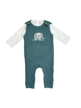 Load image into Gallery viewer, Elephant Embroidered Chunky Knit Baby Overall Set (Organic)