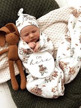 Load image into Gallery viewer, Snuggle Honey Reversible Koala gumnut grey reversible milestone card