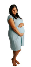 Load image into Gallery viewer, Three little tots blue bird maternity/labor gown - blue