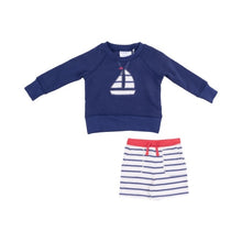 Load image into Gallery viewer, Sailboat French Terry Raglan Sweatshirt With Applique And Short
